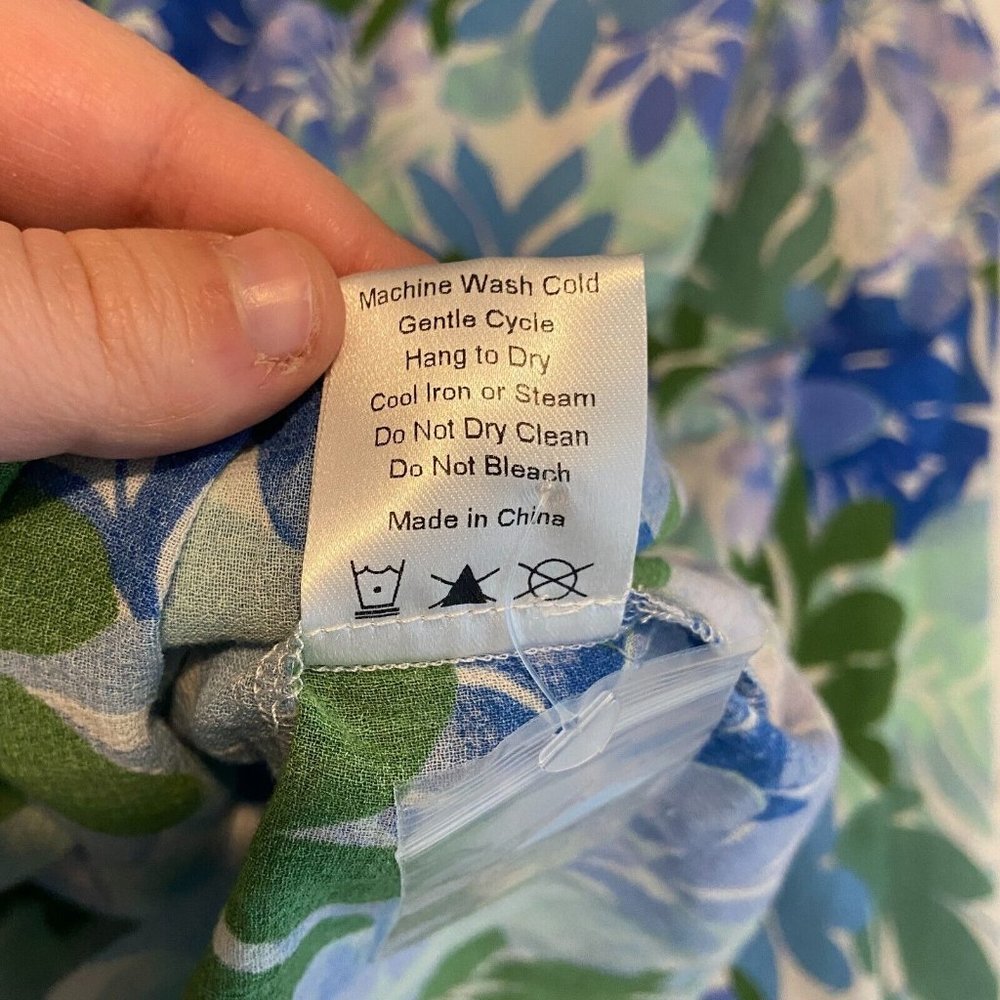 Xirena Neve Shirt Dress Women S Blue Green Sails Floral Button Front 100% Cotton - Picture 6 of 9